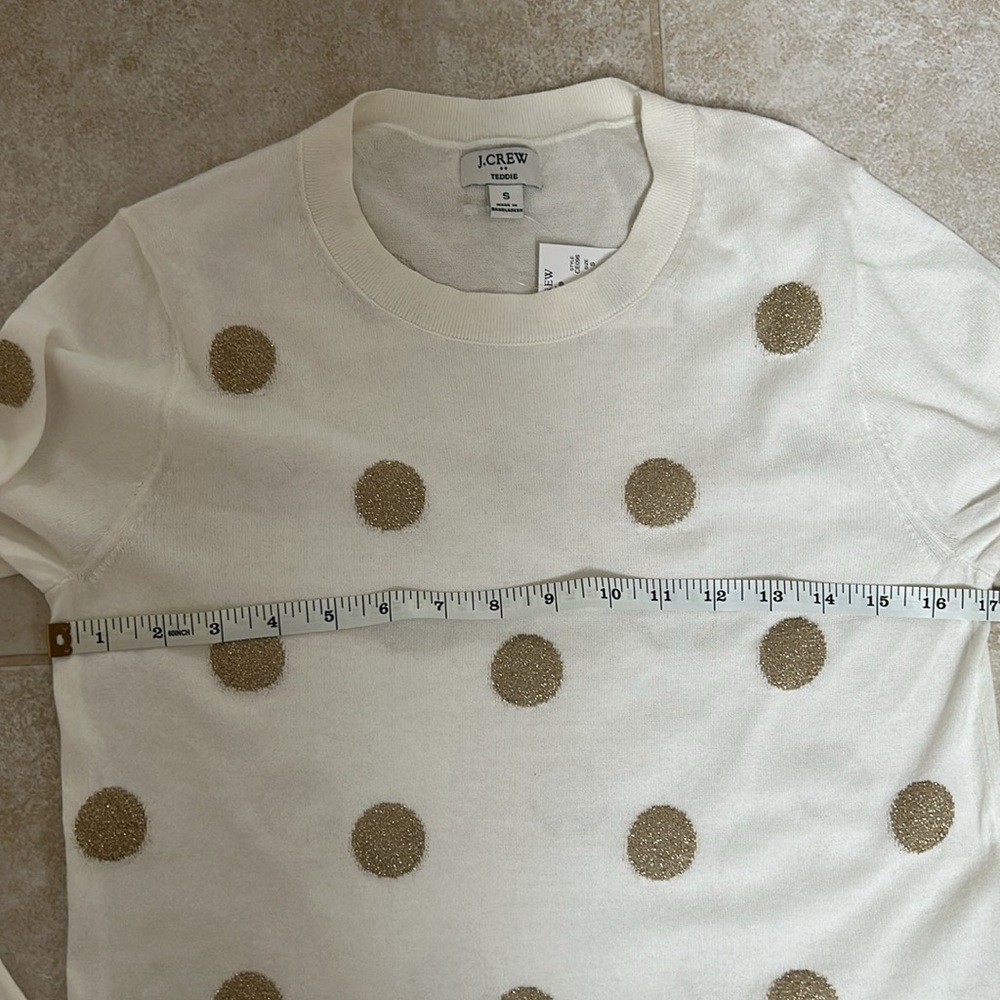 J. CREW NWT Teddie Crewneck cream sweater with gold metallic dots - Picture 8 of 9